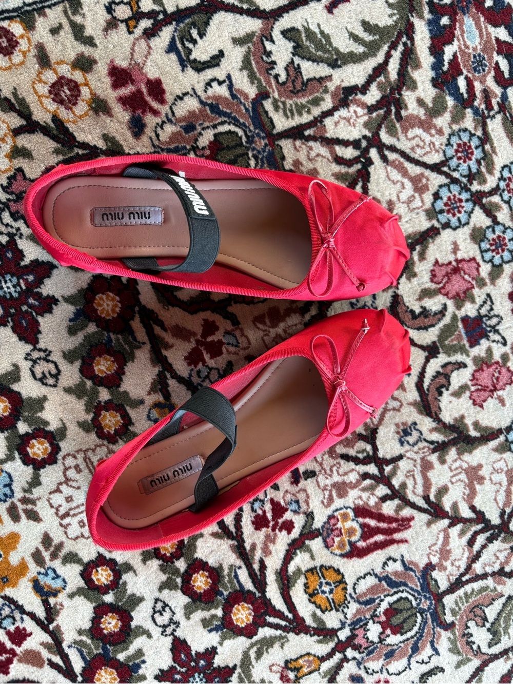 Miu miu red satin ballet flats - Picture 2 of 4